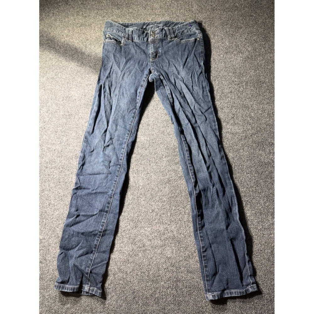 Michael Kors Womens Dark Wash Skinny Jeans Low Rise Blue Denim Size 4